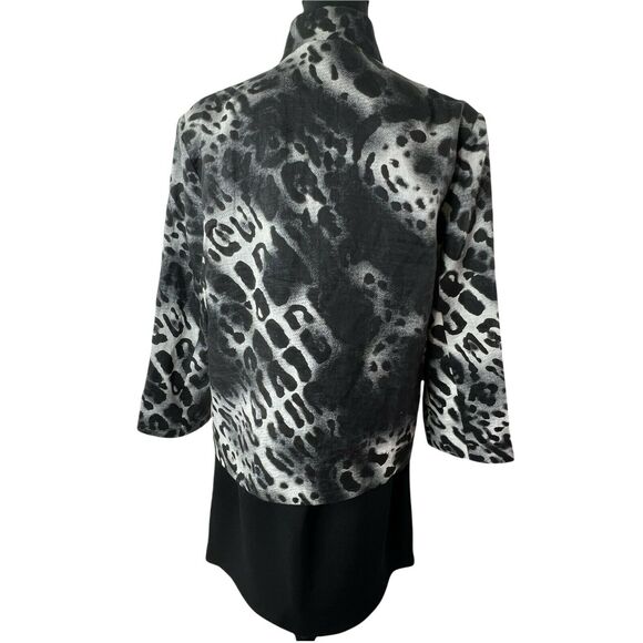 Berek Animal Print 100% Linen Work Business Short Jacket Black White Medium - Picture 3 of 6